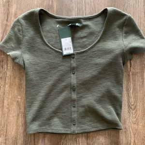 Olive green crop top shirt